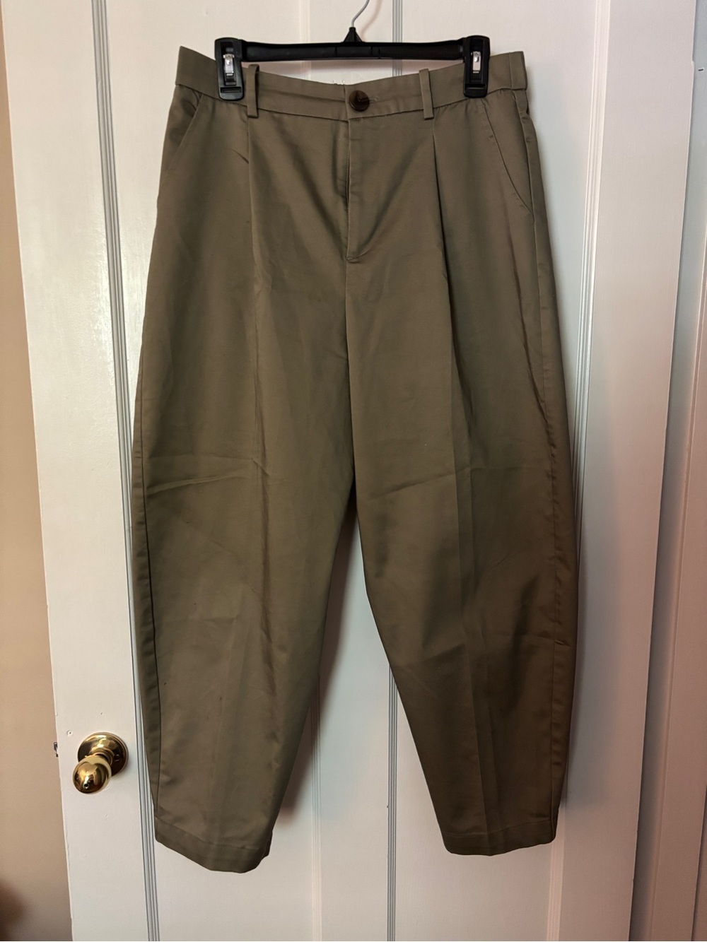 Zara Olive Green Cropped Tapered Pants